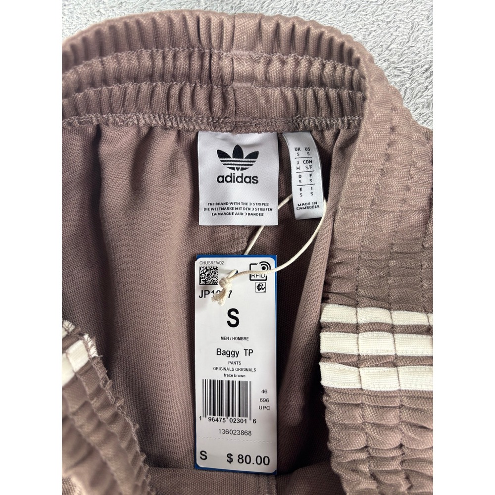Adidas Originals Baggy TP Track Pants Trace Brown Mens Small JP1077 NEW - Picture 3 of 3